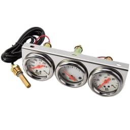 Racing style Oil Pressure Water Temp Volt Meter Gauge With Sensor Triple Gauge Set Mechanical Chrome Panel White Face