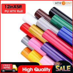 12"X 5ft/30x152cm HTVRONT Heat Transfer Matte PU Elastic Vinyl for Printing Clothing T-shirt DIY Cricut Iron on HTV Roll Film