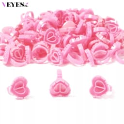 Veyes Inc Eyelash Extensions Dispossible Glue Ring Cup Veyelash Heart-Shaped 100 PCS Glue Holder Colored Plastic Glue Cup