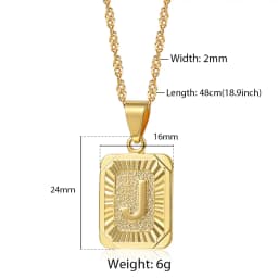 A-Z Letters Square Charm Necklaces for Womens Men Wave Twisted Link Chain Fashion Jewelry Gift Hot Wholesale GPM05E