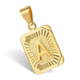 A-Z Letters Square Charm Necklaces for Womens Men Wave Twisted Link Chain Fashion Jewelry Gift Hot Wholesale GPM05E