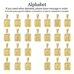 A-Z Letters Square Charm Necklaces for Womens Men Wave Twisted Link Chain Fashion Jewelry Gift Hot Wholesale GPM05E