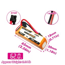2PCS CNHL Lipo Battery 4S 14.8V 450mAh 70C MiniStar With XT30U Plug For Mini Quad RC FPV Airplane Quadcopter Drone Racing Hobby
