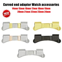 Curved end adaptor Metal Watch accessories 14mm 15 16 17 18 19 20 21 22 23 mm 24mm Stainless Steel Strap Replacement connector