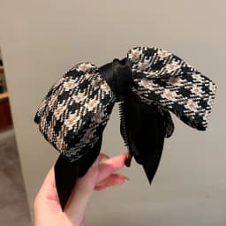 Vintage Green Houndstooth Bow Hairpin Ribbon Banana Clip For Girls High Ponytail Hair Clips Spring Clip Hair Accessories Women