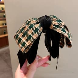 Vintage Green Houndstooth Bow Hairpin Ribbon Banana Clip For Girls High Ponytail Hair Clips Spring Clip Hair Accessories Women