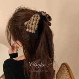 Vintage Green Houndstooth Bow Hairpin Ribbon Banana Clip For Girls High Ponytail Hair Clips Spring Clip Hair Accessories Women
