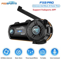 Fodsports FX8 Pro Motorcycle Intercom Bluetooth Helmet Headset Interphone,10 Riders 2000M,Dual Chip,Support APP.