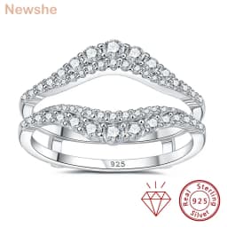 Newshe Certified Moissanite 925 Sterling Silver Ring Enhancer for Women Engagement Wedding Band Size 5-10
