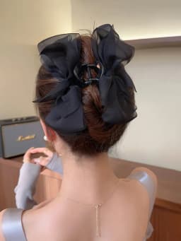 Sweet Mesh Bow Hair Claw Korean Summer Ponytail Hairpin Hair Clips For Women Solid Color Hair Crabs Hair Accessories