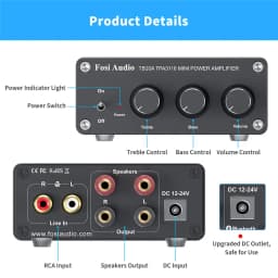 Fosi Audio TPA3116D2 Stereo Amplifier Receiver 2 Channel Mini HiFi Power Amplifier Audio For Home Speakers Bass Treble