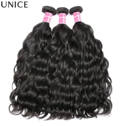 UNice Natural Wave Human Hair Bundles Natural Black 100% Human Hair Bundles 100Grams Bundle Virgin Hair Extension 1/3 Pcs