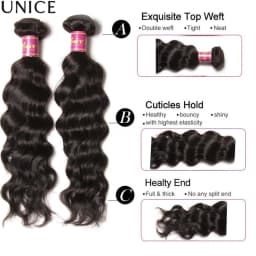 UNice Natural Wave Human Hair Bundles Natural Black 100% Human Hair Bundles 100Grams Bundle Virgin Hair Extension 1/3 Pcs