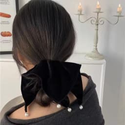 Flannel Hairbands Square Pearl Hair Scrunchie Oversized Velvet Elastic Hair Bands For Women Girls Headwear Hair Accessories