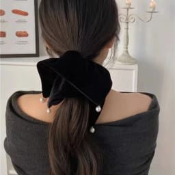 Flannel Hairbands Square Pearl Hair Scrunchie Oversized Velvet Elastic Hair Bands For Women Girls Headwear Hair Accessories