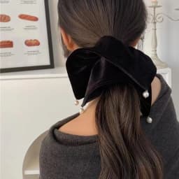 Flannel Hairbands Square Pearl Hair Scrunchie Oversized Velvet Elastic Hair Bands For Women Girls Headwear Hair Accessories
