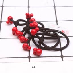 5Pcs/Set Elastic Hair Bands Hair Ties Red beads For Girls kids Ponytail Holder Lovely heart Mickey Hair Rope Hair Accessories