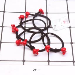5Pcs/Set Elastic Hair Bands Hair Ties Red beads For Girls kids Ponytail Holder Lovely heart Mickey Hair Rope Hair Accessories