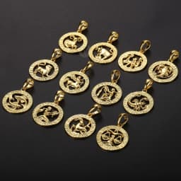Men's Women's 12 Horoscope Zodiac Sign Gold Color Pendant Necklace Aries Leo Wholesale 12 Constellations Jewelry GPM24