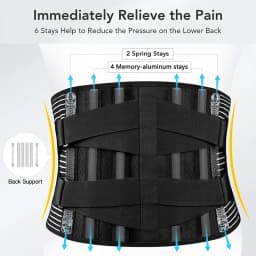 Back Lumbar Support Belt Men Spine Decompression Waist Trainer Adjustable Back Brace for Lower Back Pain Relief with 6 Stays