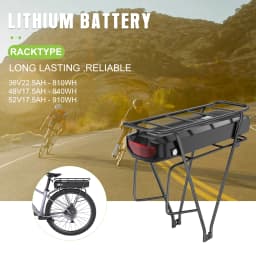 36V 48V 52V Ebike Rear Rack Battery 17.5Ah 20.8Ah 18650 Li-ion Lithium Battery Pack For BAFANG Tongsheng Electric Bike Motor Kit