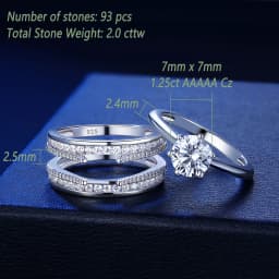 Newshe 2 Pcs Wedding Ring Set 925 Sterling Silver Solitaire Round CZ Engagement Rings for Women Luxury Jewelry