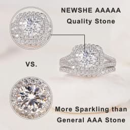 Newshe 2 Pcs 925 Silver Wedding Rings for Women Bridal Jewelry Halo Round Cut Cubic Zircons Victorian Style Engagement Ring