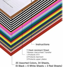 HTVRONT 35pcs 30cm*25cm Multi-color PU Heat Transfer Vinyl Sheets Iron on HTV Vinyl Films for Heat Press T-shirt Printing