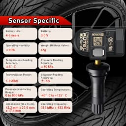 Autel TPMS Sensor MX-Sensor 2in1 315MHz + 433MHz Tire Replacement Sensor OE-Level Programmable & Cloneable TPMS Pressure Sensor