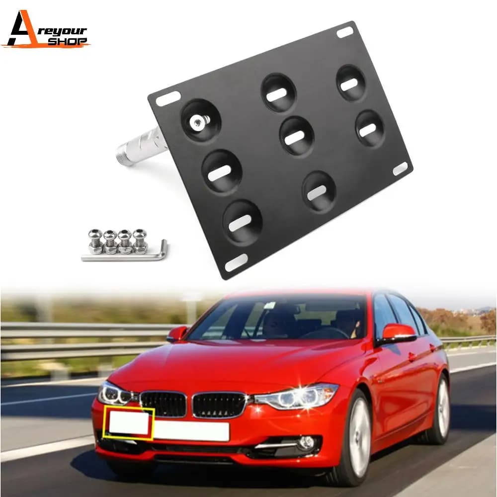 Areyourshop Bumper Tow Hook License Plate Mount Bracket for BMW F30 F32 F10 3/4/5 SERIES License Plate Holder Car Accessories