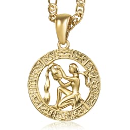 12 Horoscope Zodiac Sign Charm Necklace Gold Color Snake Link Chain 20inch Dropshipping Christmas Gifts GP358