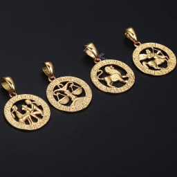 12 Horoscope Zodiac Sign Charm Necklace Gold Color Snake Link Chain 20inch Dropshipping Christmas Gifts GP358