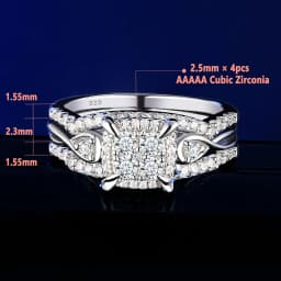 Newshe 2pcs / 3pcs Bridal Rings Set for Women Solid 925 Sterling Silver Engagement Ring Wedding Bands Halo Round Cut 5A Zircons