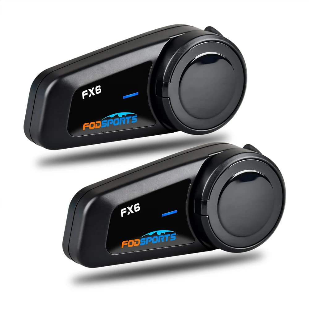 2pcs Fodsports FX6 Helmet Intercom Motorcycle Helmet Bluetooth Headset Interphone,6 Riders,1000m