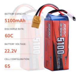 SUNPADOW 6S Lipo Battery 22.2V 5100mAh 7000mAh 60C 120C with XT60 XT90 Plug with RC Airplane Quadcopter Helicopter Drone FPV
