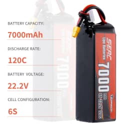 SUNPADOW 6S Lipo Battery 22.2V 5100mAh 7000mAh 60C 120C with XT60 XT90 Plug with RC Airplane Quadcopter Helicopter Drone FPV