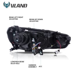 VLAND Headlight Assembly FOR MITSUBISHI LANCER 2008-2017 LED Headlights LED Running Light