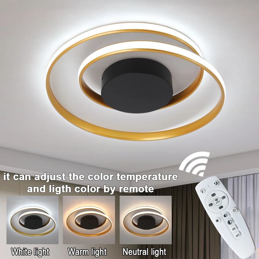 New Design Dimming LED Chandelier Light Remote Ceiling Lamp Gold White Black Body AC90-260V Chandeliers Fixtures For Bedroom