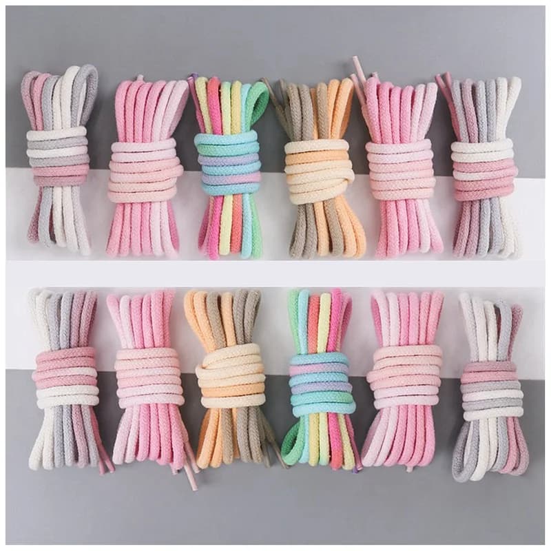 1Pair Colorful Round Shoelaces Rainbow Cotton Shoelace Running Sneakers Laces 80/100/120/140/160CM Shoe laces Shoes Accessories