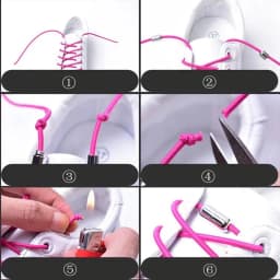 1Pair New Reflective Elastic Shoelaces Metal Tip Shoelace Round No Tie Shoelaces Convenient Quick Lock Laces Unisex Shoe Laces