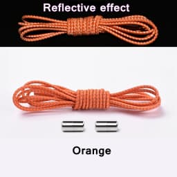 1Pair New Reflective Elastic Shoelaces Metal Tip Shoelace Round No Tie Shoelaces Convenient Quick Lock Laces Unisex Shoe Laces