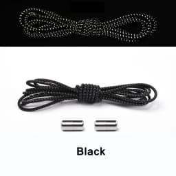 1Pair New Reflective Elastic Shoelaces Metal Tip Shoelace Round No Tie Shoelaces Convenient Quick Lock Laces Unisex Shoe Laces