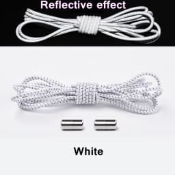 1Pair New Reflective Elastic Shoelaces Metal Tip Shoelace Round No Tie Shoelaces Convenient Quick Lock Laces Unisex Shoe Laces