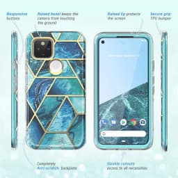 For Google Pixel 5 Case (2020 Release) I-BLASON Cosmo Full-Body Glitter Marble Bumper Case Cover with Built-in Screen Protector