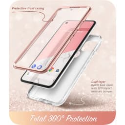 For Google Pixel 5 Case (2020 Release) I-BLASON Cosmo Full-Body Glitter Marble Bumper Case Cover with Built-in Screen Protector