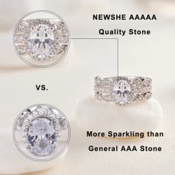 Newshe 3 Pieces Wedding Engagement Rings Set for Women 925 Sterling Silver Jewelry Art Deco Bands Oval AAAAA Cubic Zircon Ring