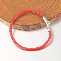 4mm 6mm Stainless Steel Clasp Simple Design Bangles Red Black Brown Men's Man-made Leather Bracelets LB775