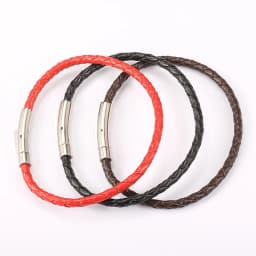 4mm 6mm Stainless Steel Clasp Simple Design Bangles Red Black Brown Men's Man-made Leather Bracelets LB775