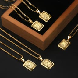 Trendy Gold Color A-Z Letters Pendant Necklace For Women Men Name Choker Stainless Steel Multi Chains 18inch Dropshipping