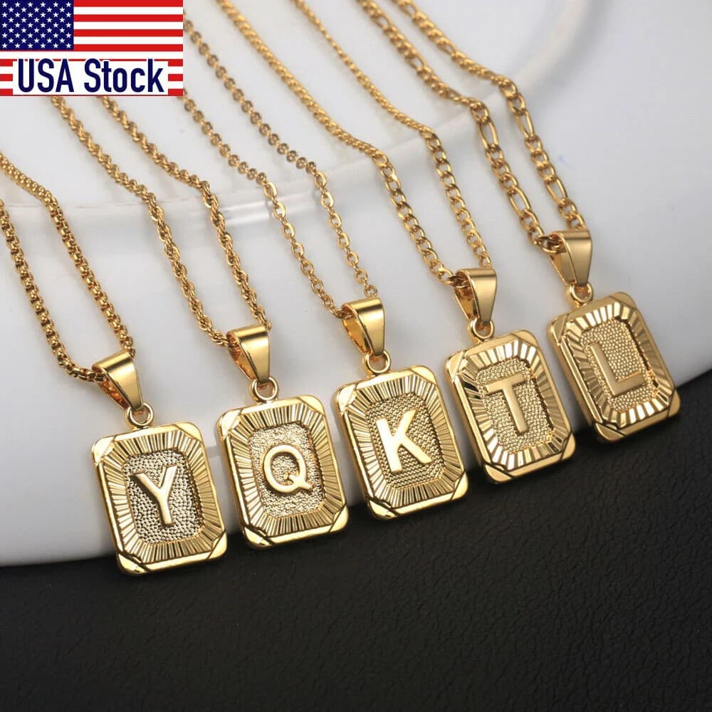 Trendy Gold Color A-Z Letters Pendant Necklace For Women Men Name Choker Stainless Steel Multi Chains 18inch Dropshipping